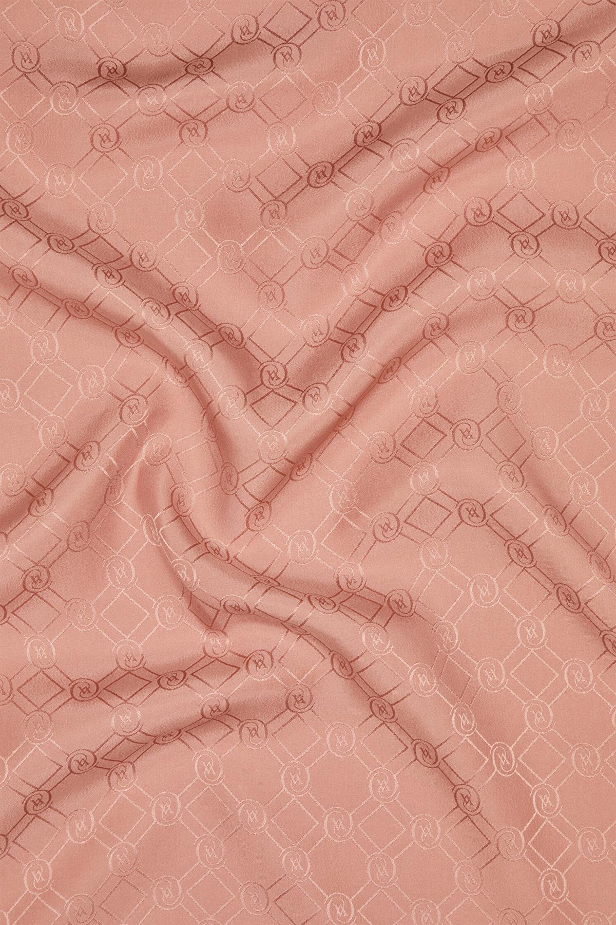 Vakko Özel Seri Monogram Jakarlı Şal 40830-Gül Kurusu