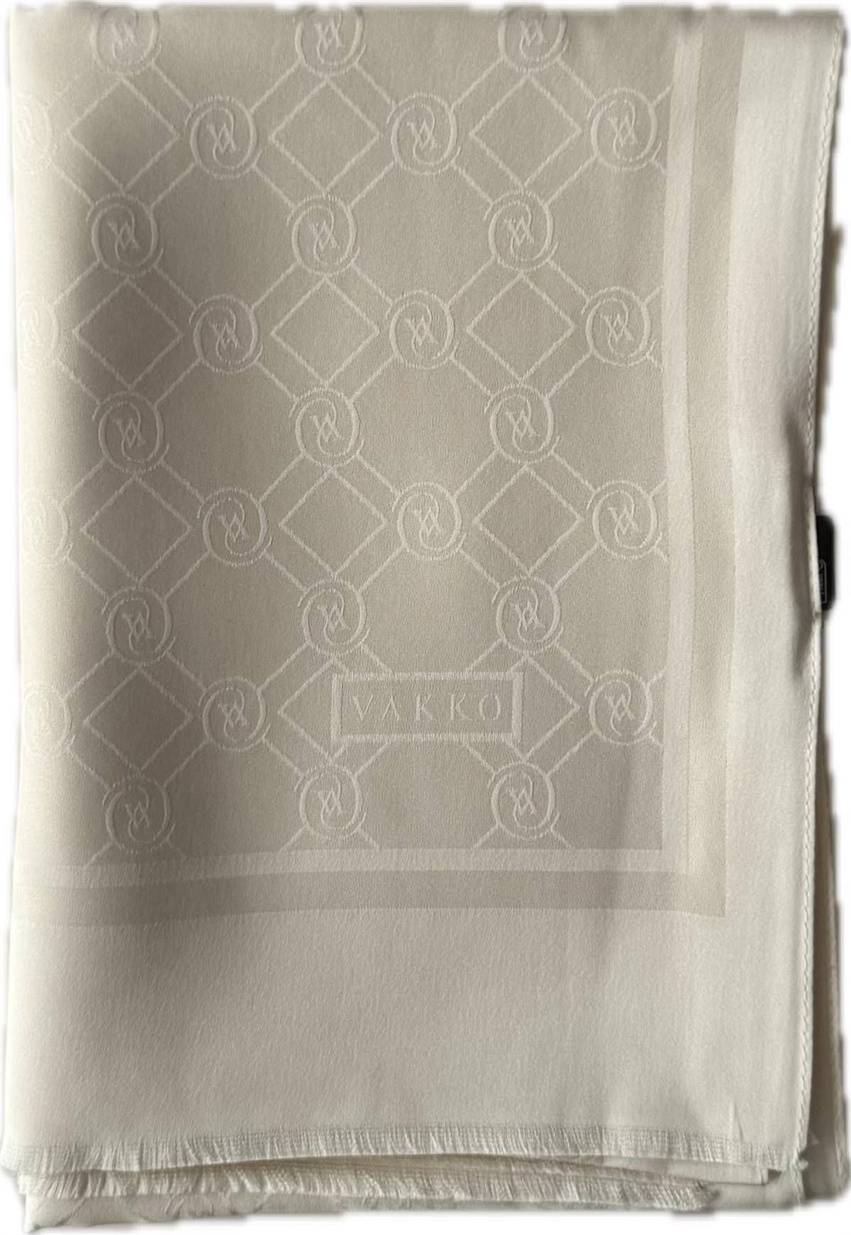 Vakko Özel Seri Monogram Jakarlı Şal 40830-Ekru