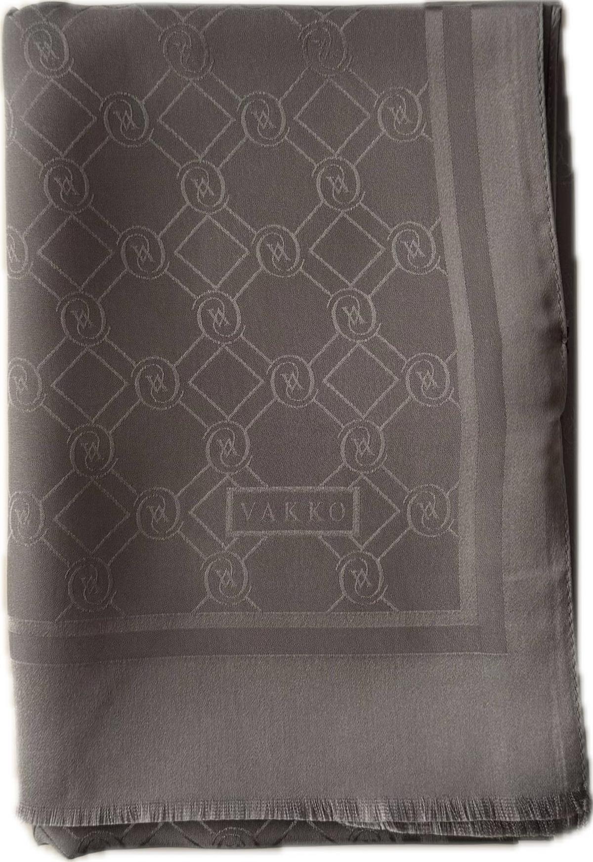 Vakko Özel Seri Monogram Jakarlı Şal 40830-Koyu Gri