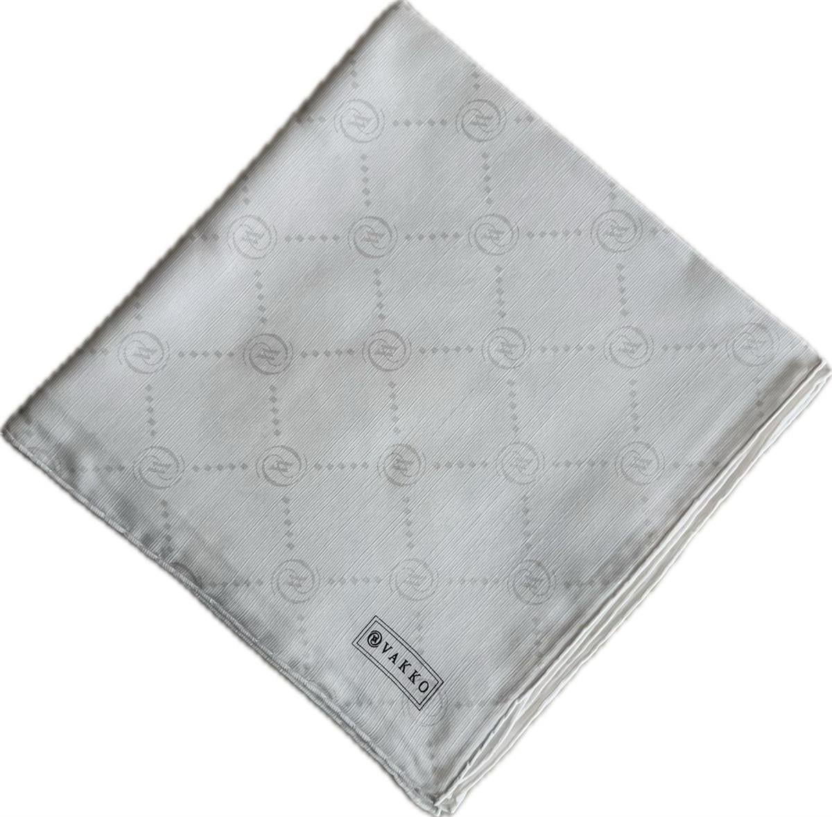 Vakko Pamuk İpek Monogram Eşarp 3001126-Beyaz