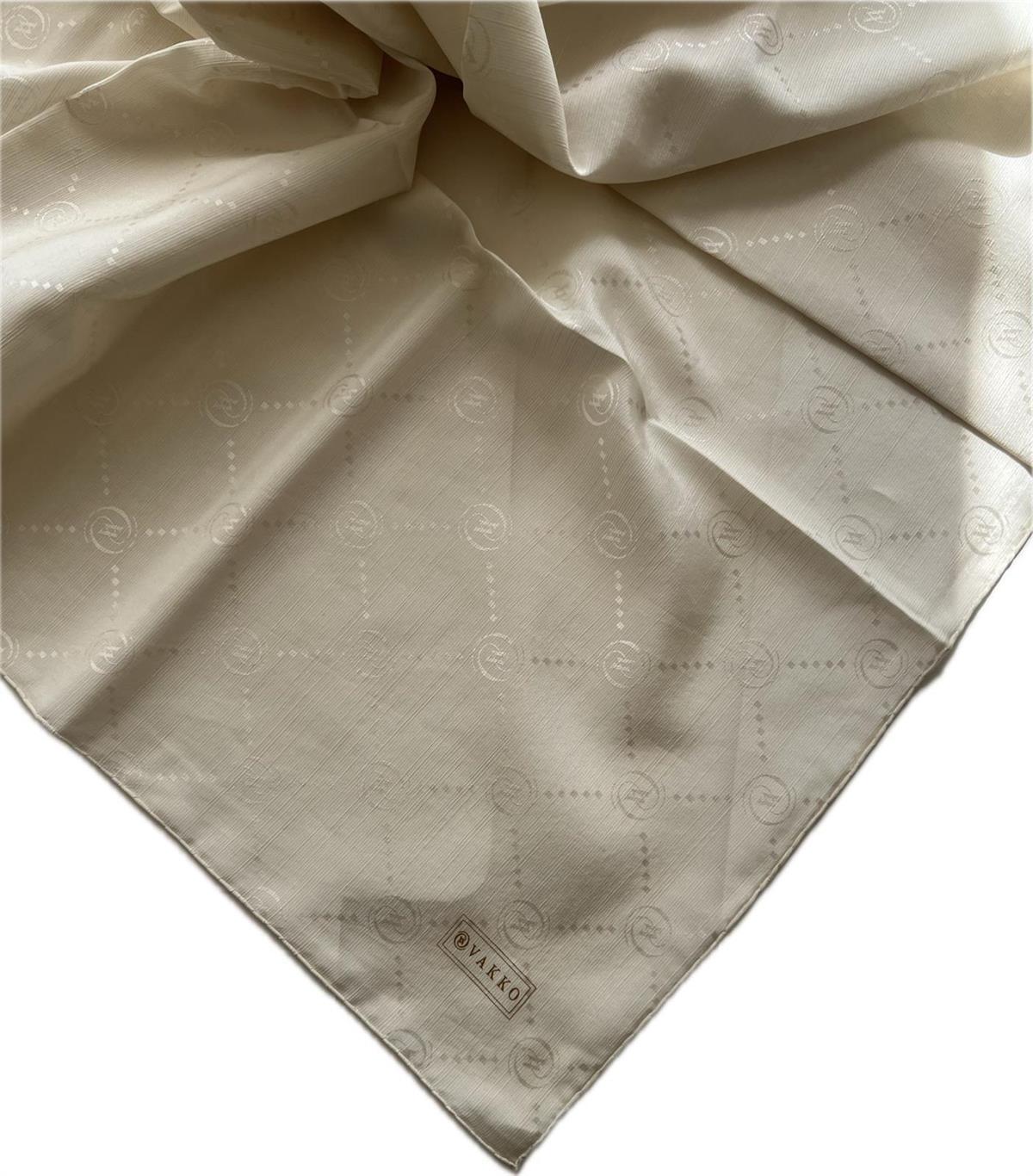 Vakko Pamuk İpek Monogram Eşarp 3001126-Kum