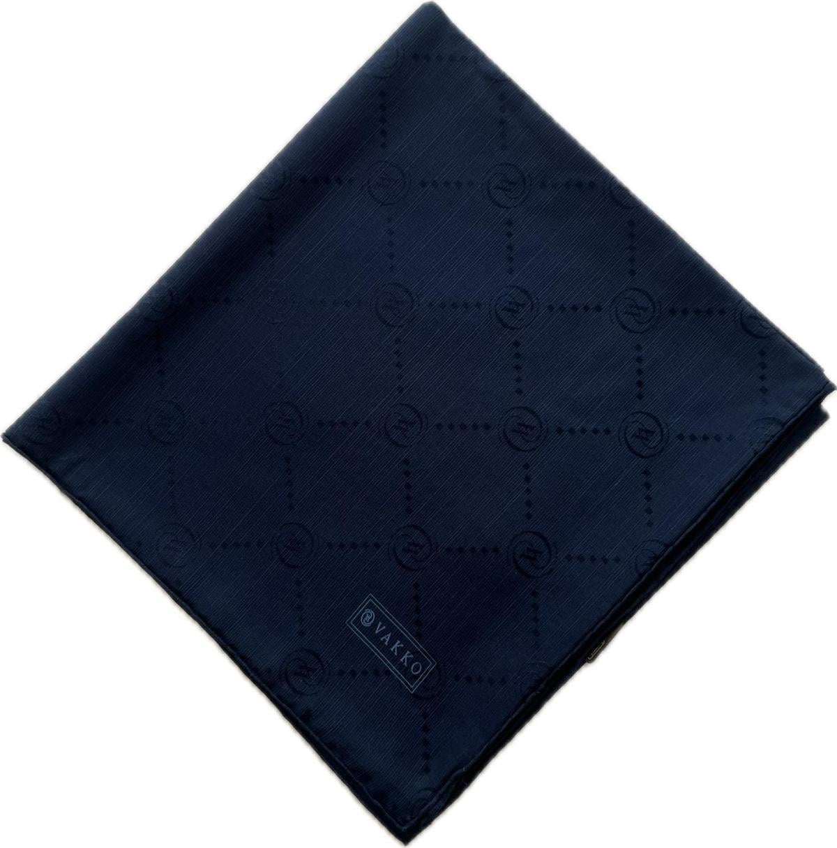Vakko Pamuk İpek Monogram Eşarp 3001126-Koyu Lacivert