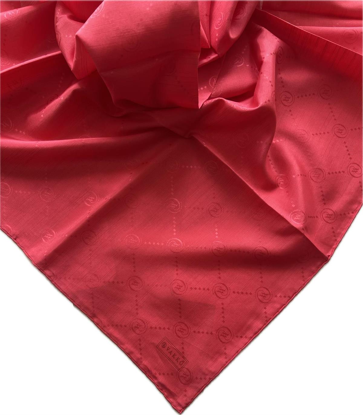 Vakko Pamuk İpek Monogram Eşarp 3001126-Bordo