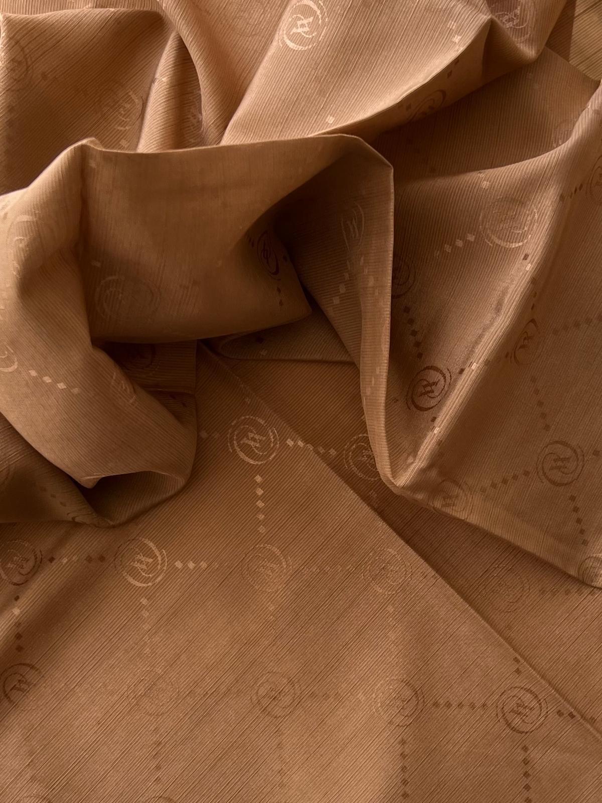 Vakko Pamuk İpek Monogram Eşarp 3001126-Sütlü Kahve