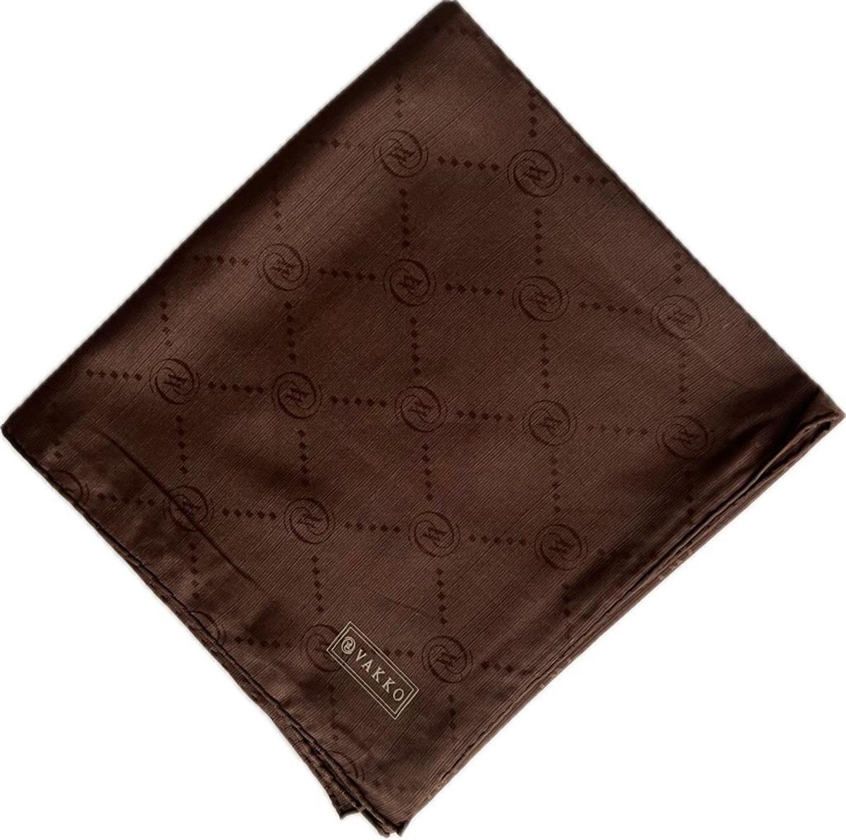 Vakko Pamuk İpek Monogram Eşarp 3001126-Kızıl Kahve