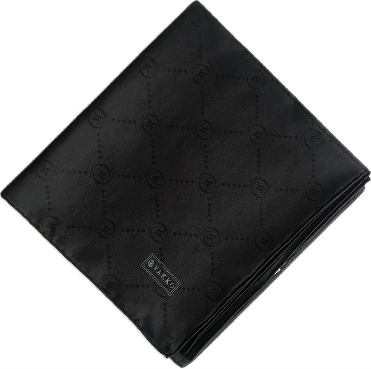 Vakko Pamuk İpek Monogram Eşarp 3001126-Siyah