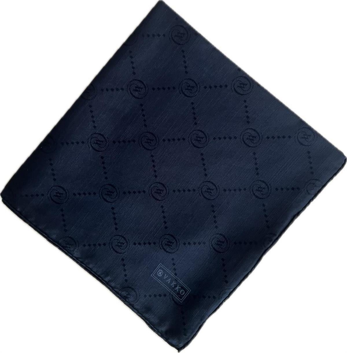 Vakko Pamuk İpek Monogram Eşarp 3001126-Lacivert