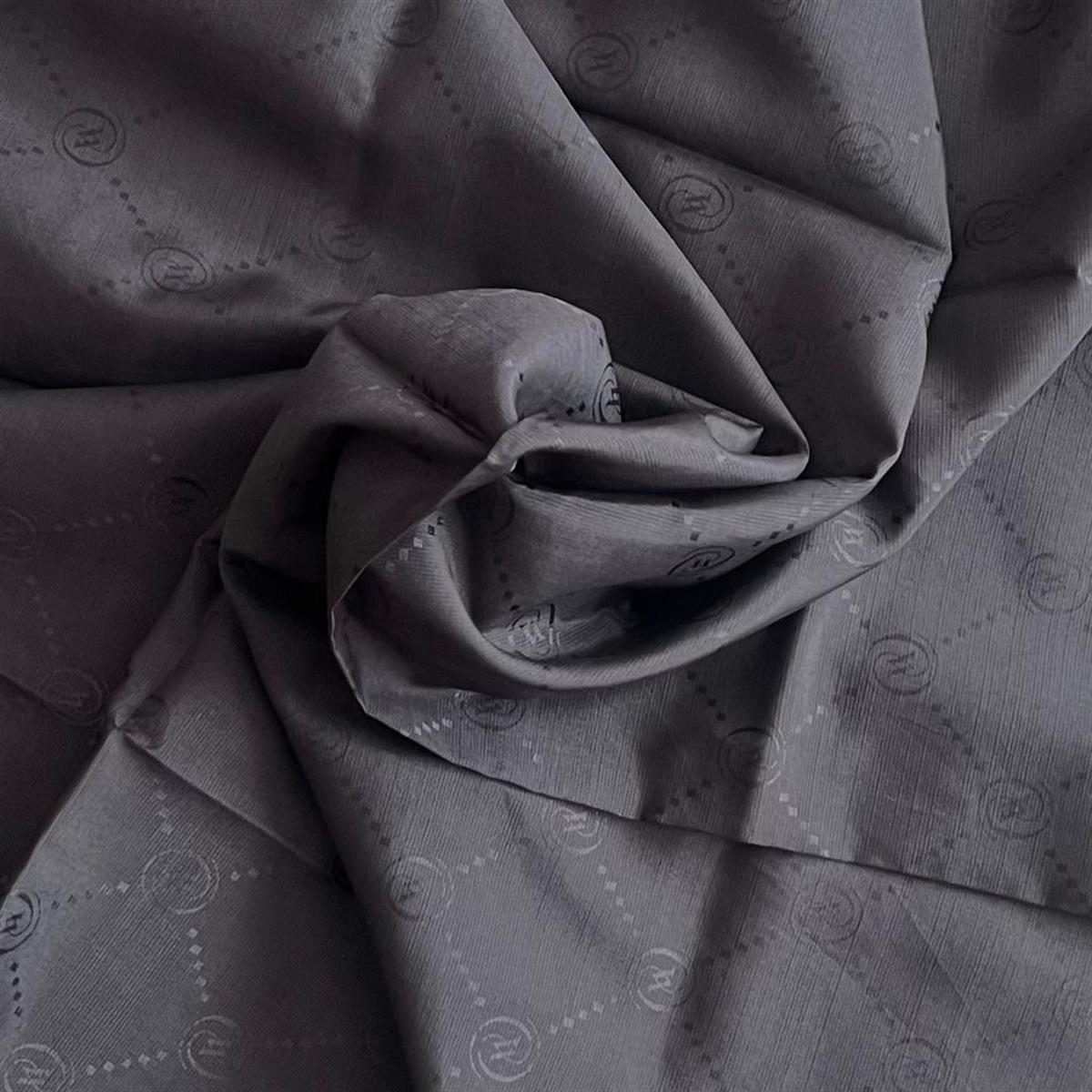 Vakko Pamuk İpek Monogram Eşarp 3001126-Antrasit