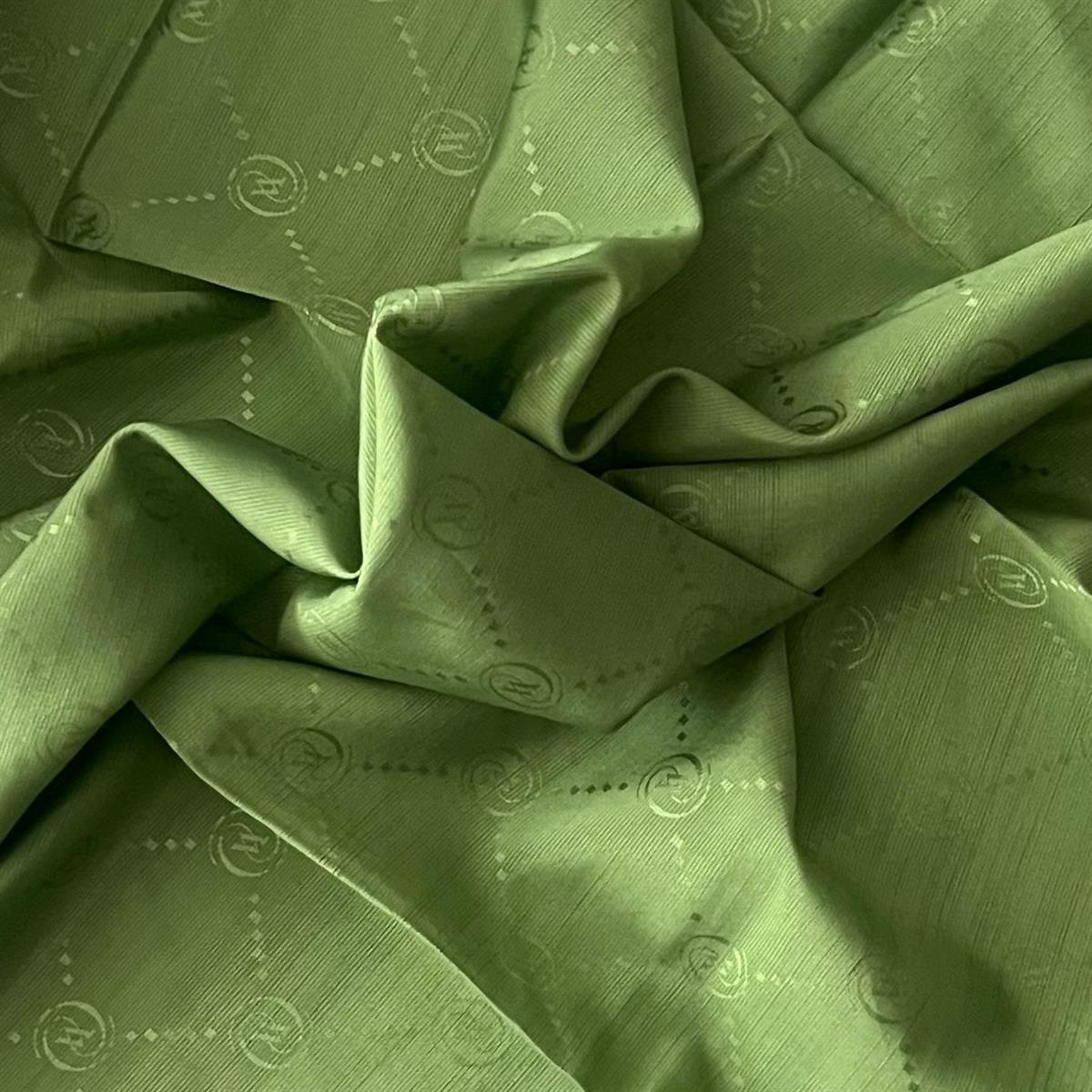 Vakko Pamuk İpek Monogram Eşarp 3001126-Koyu Yeşil