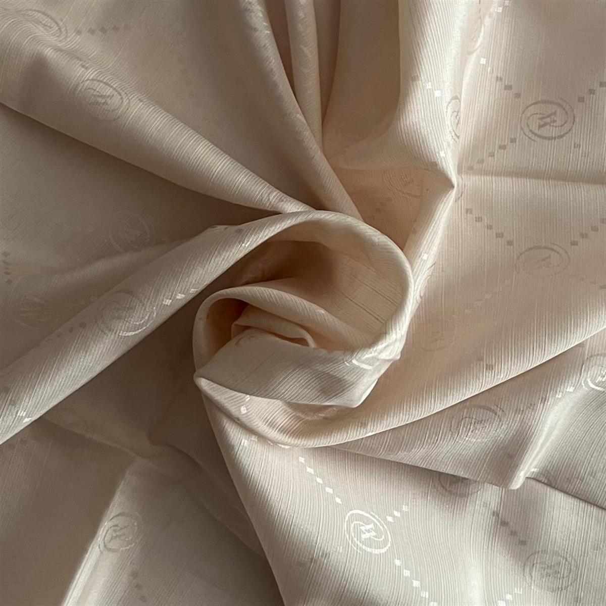 Vakko Pamuk İpek Monogram Eşarp 3001126-Ekru