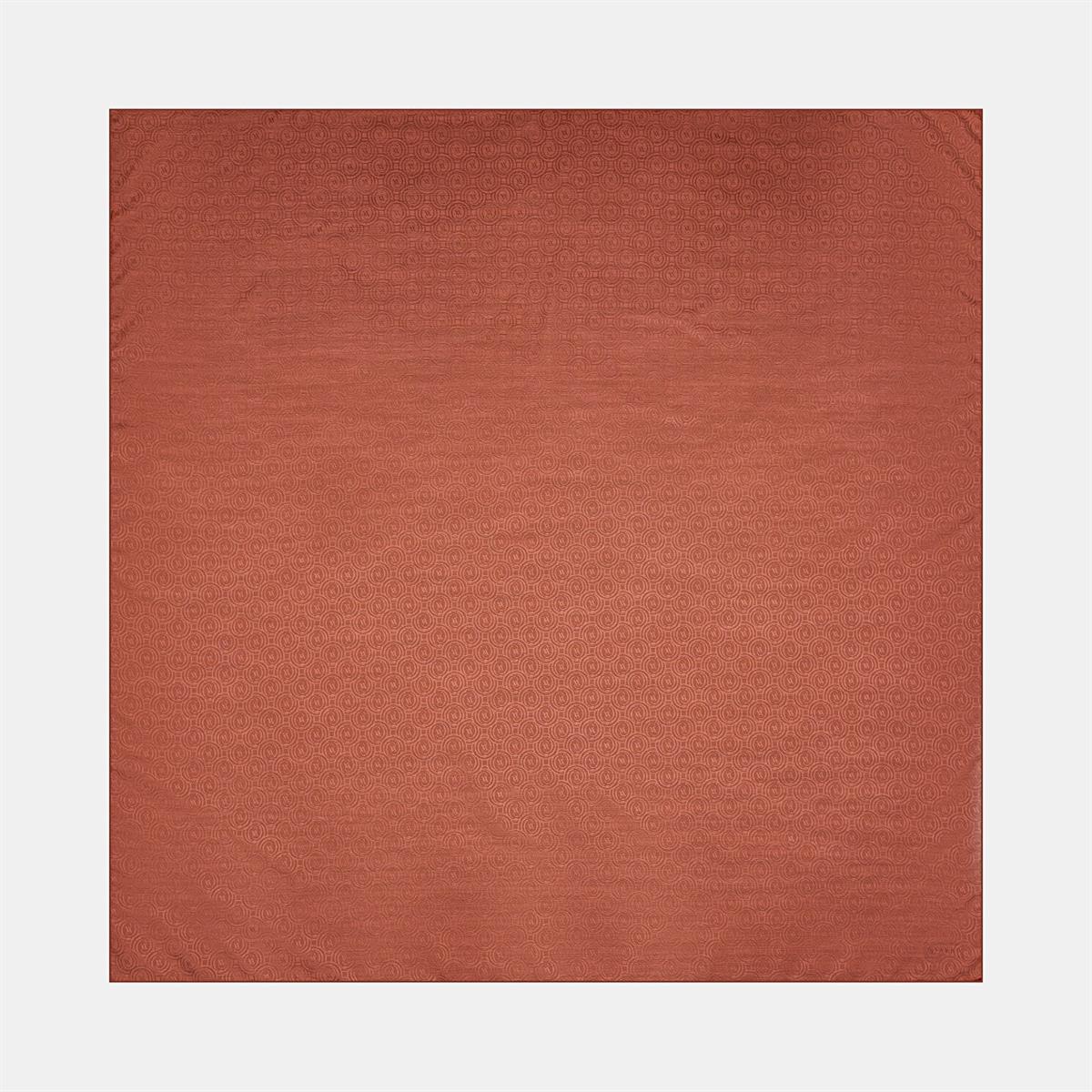 Vakko Pamuk İpek Monogram Eşarp 41301-Kızıl Kahve