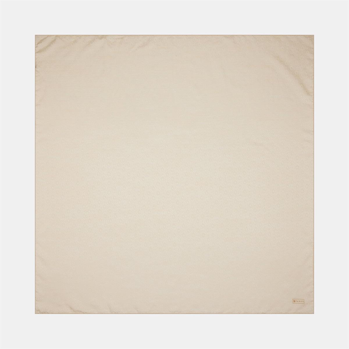 Vakko Pamuk İpek Monogram Eşarp 41301-Ekru