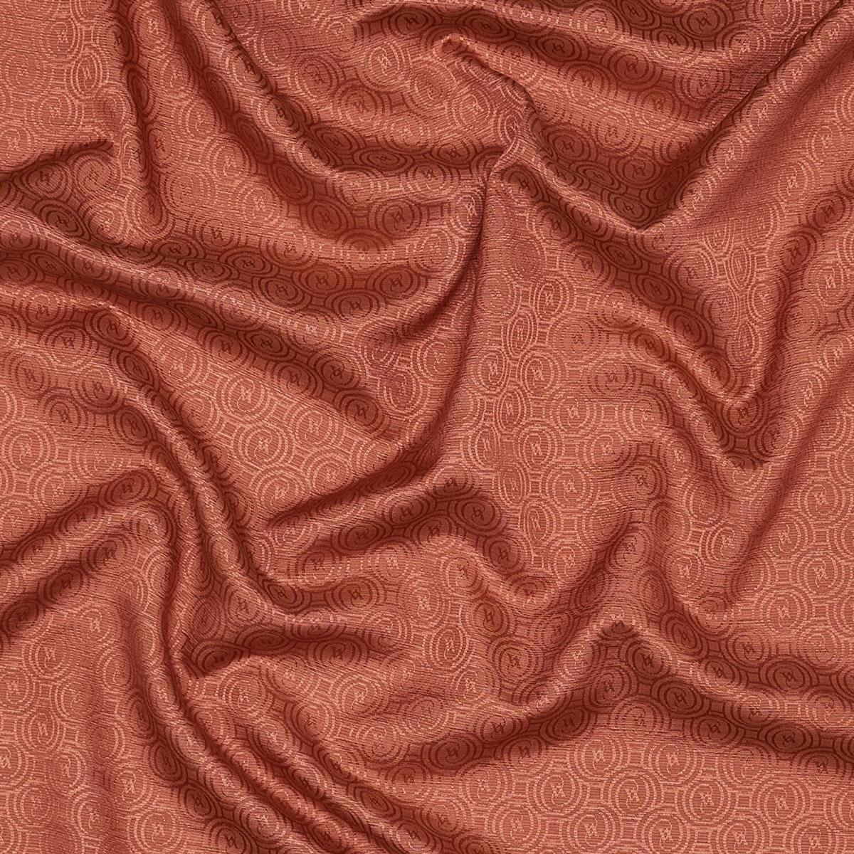 Vakko Pamuk İpek Monogram Eşarp 41301-Kızıl Kahve