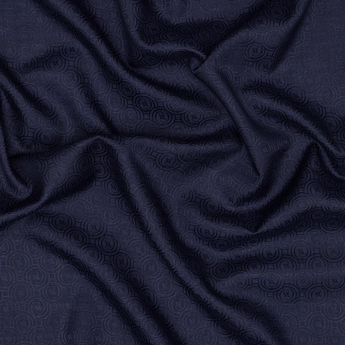 Vakko Pamuk İpek Monogram Eşarp 41301-Lacivert