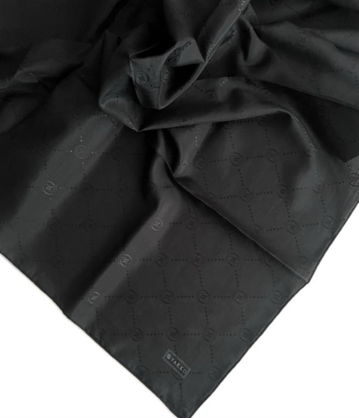 Vakko Pamuk İpek Monogram Eşarp 4132026-siyah