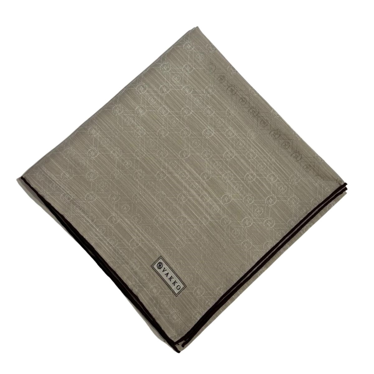 Vakko Pamuk İpek Monogram Eşarp 44226-Açık Kum Koyu Kahve