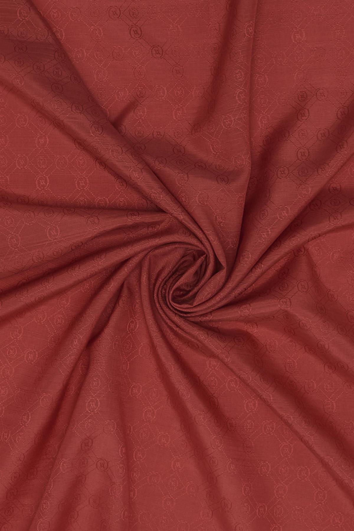 Vakko Pamuk İpek Monogram Şal 300116-Bordo