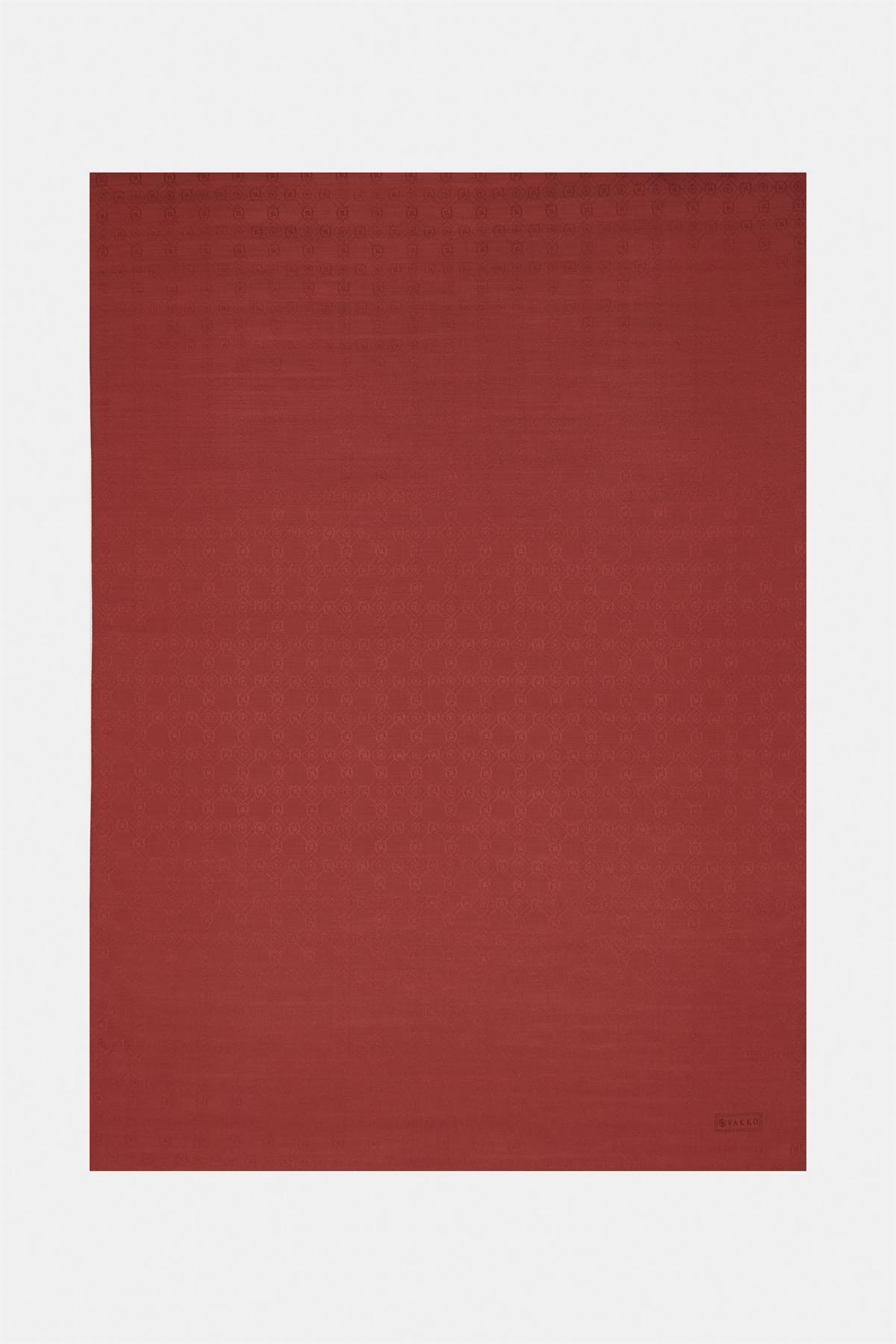 Vakko Pamuk İpek Monogram Şal 300116-Bordo