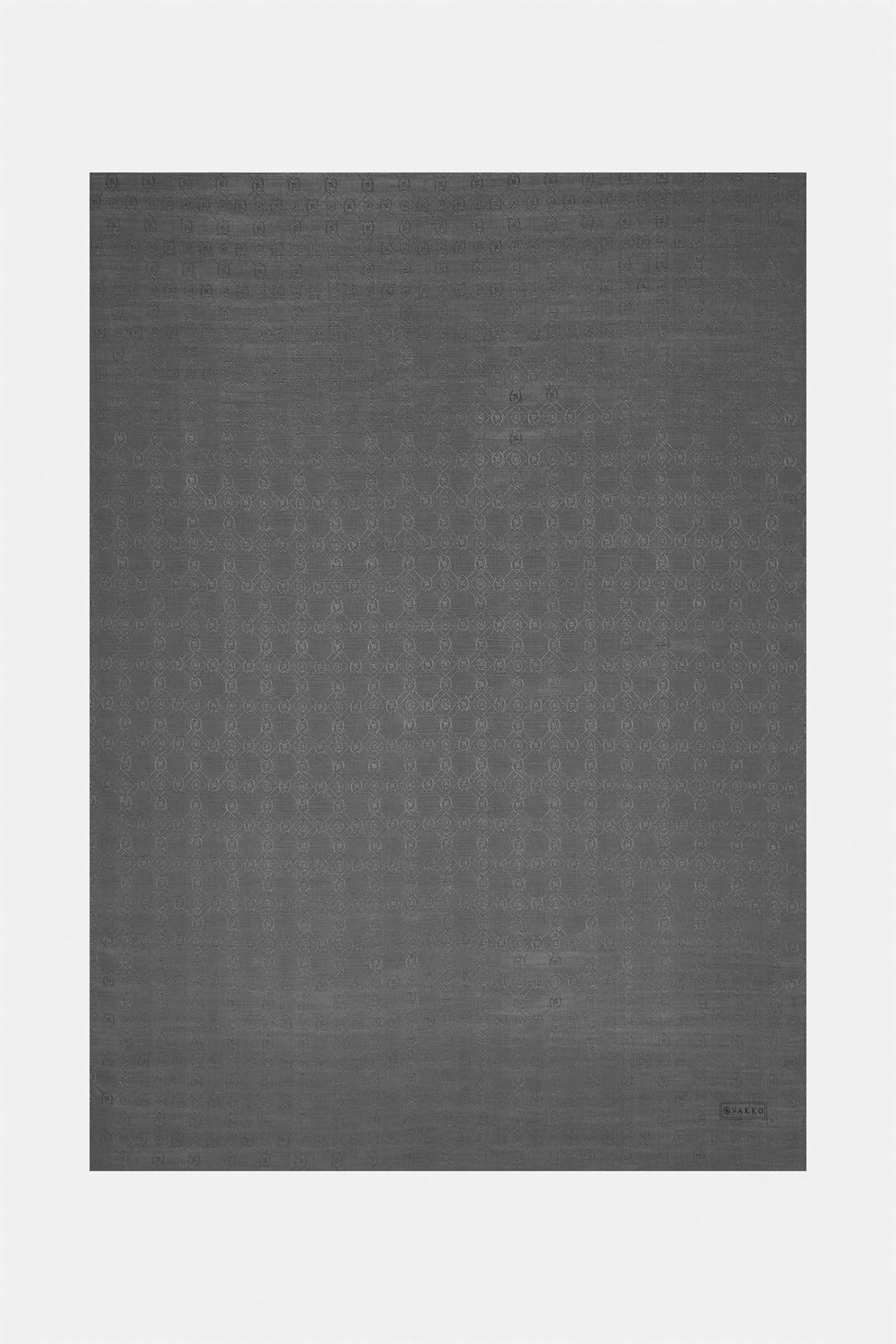 Vakko Pamuk İpek Monogram Şal 300116-Koyu Gri