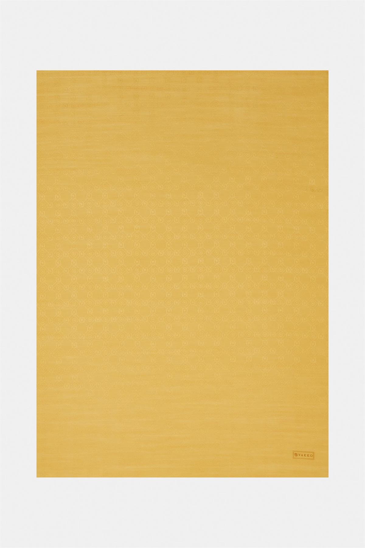 Vakko Pamuk İpek Monogram Şal 300116-Koyu Sarı