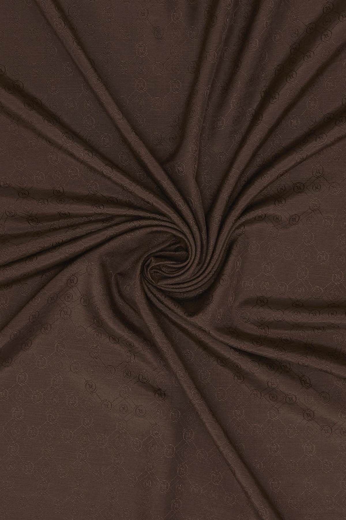 Vakko Pamuk İpek Monogram Şal 300116-Kızıl Kahve