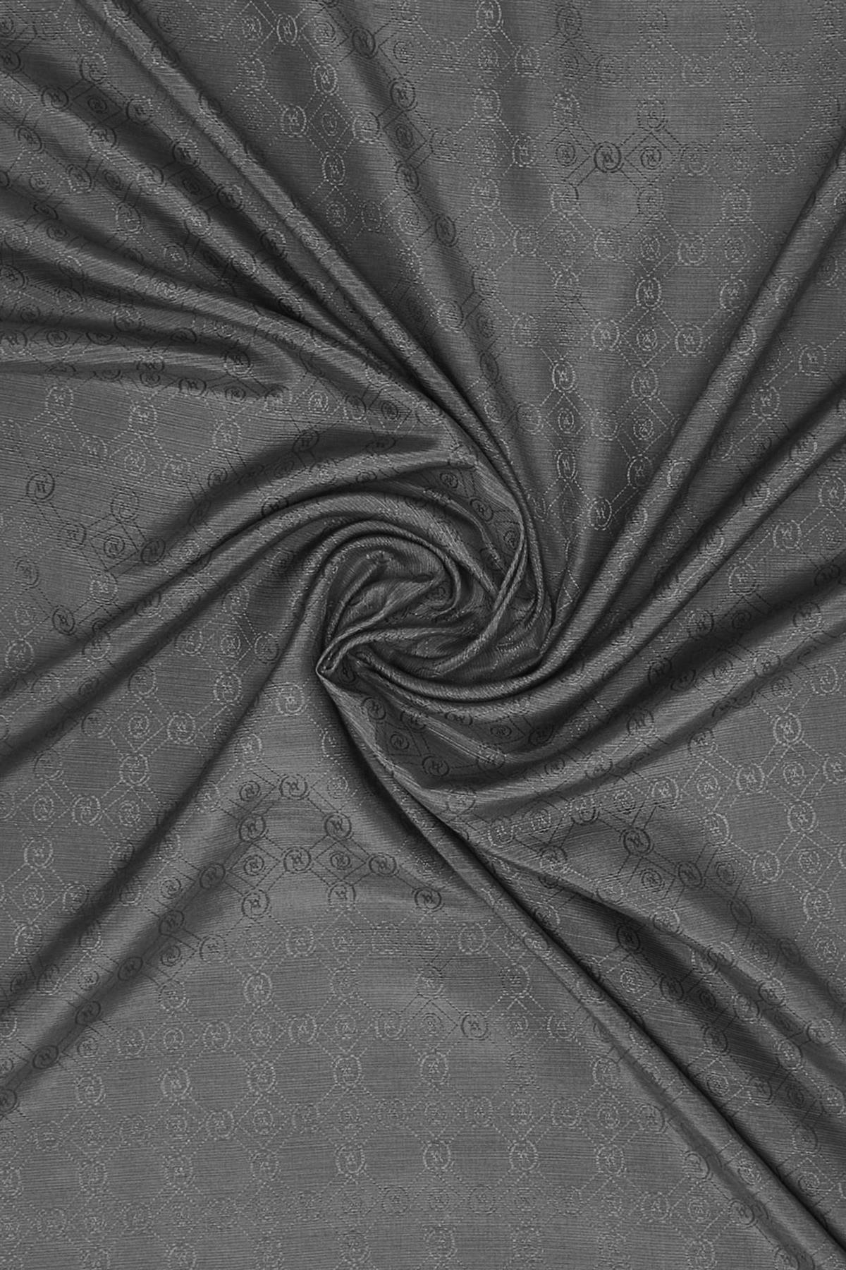 Vakko Pamuk İpek Monogram Şal 300116-Koyu Gri