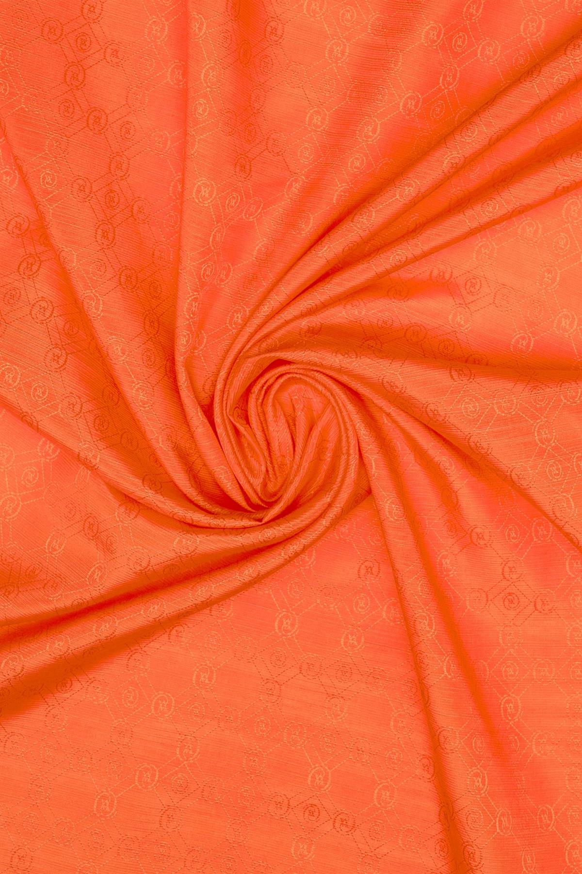 Vakko Pamuk İpek Monogram Şal 300116-Koyu Turuncu