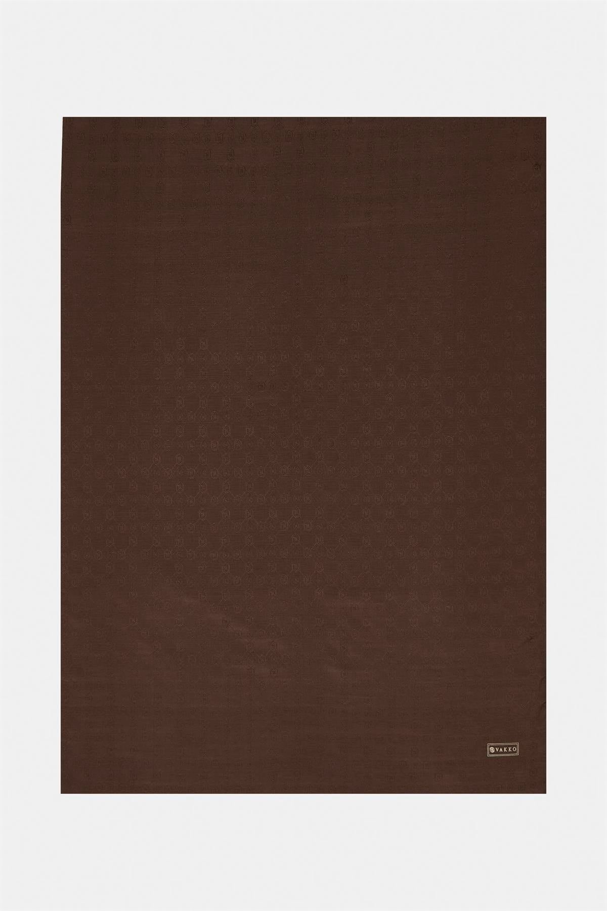 Vakko Pamuk İpek Monogram Şal 300116-Kızıl Kahve