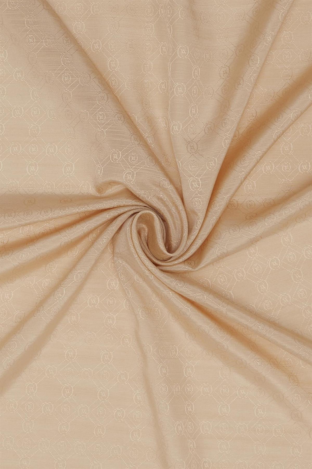Vakko Pamuk İpek Monogram Şal 300116-Krem