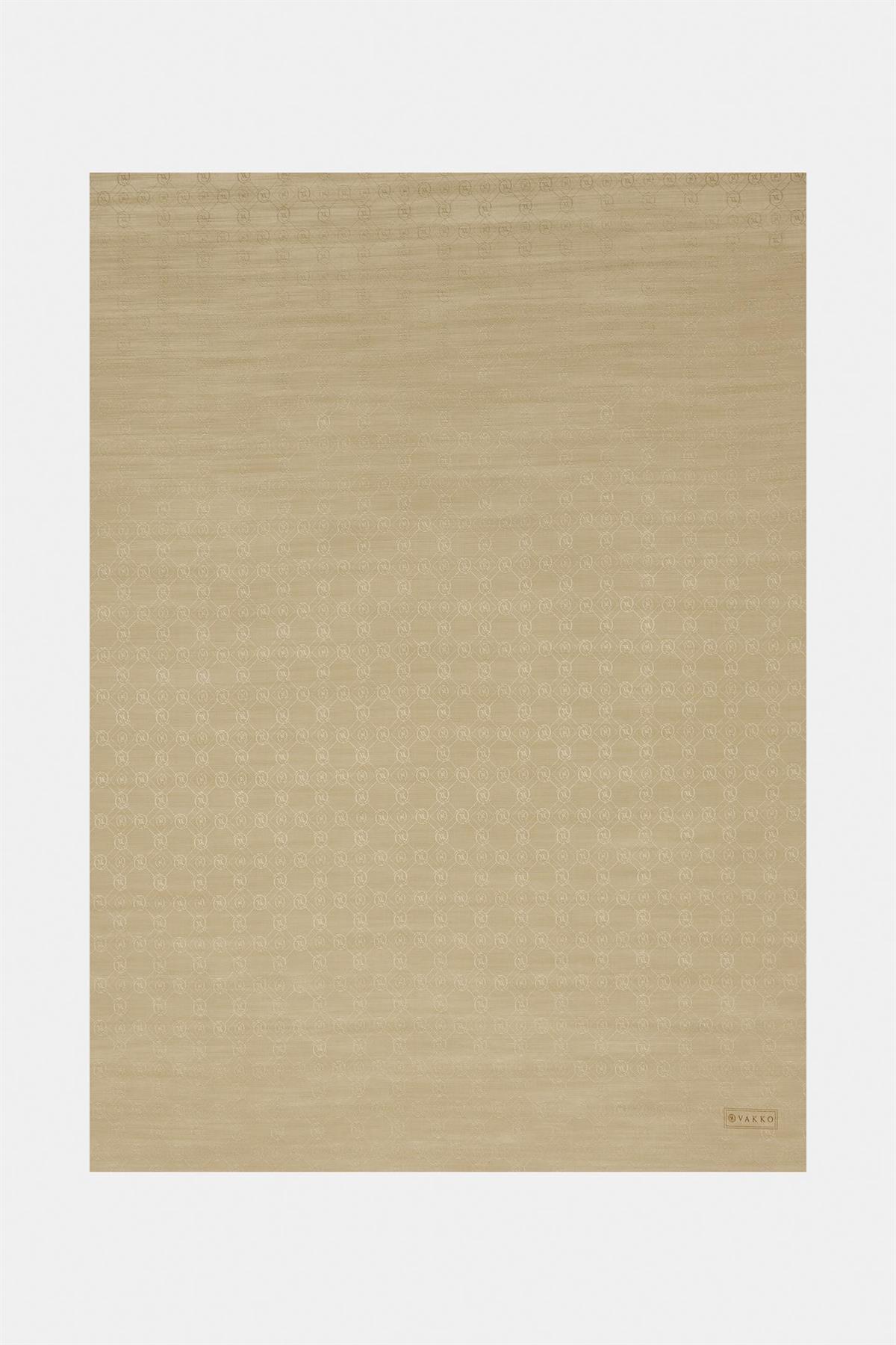 Vakko Pamuk İpek Monogram Şal 300116-Kum