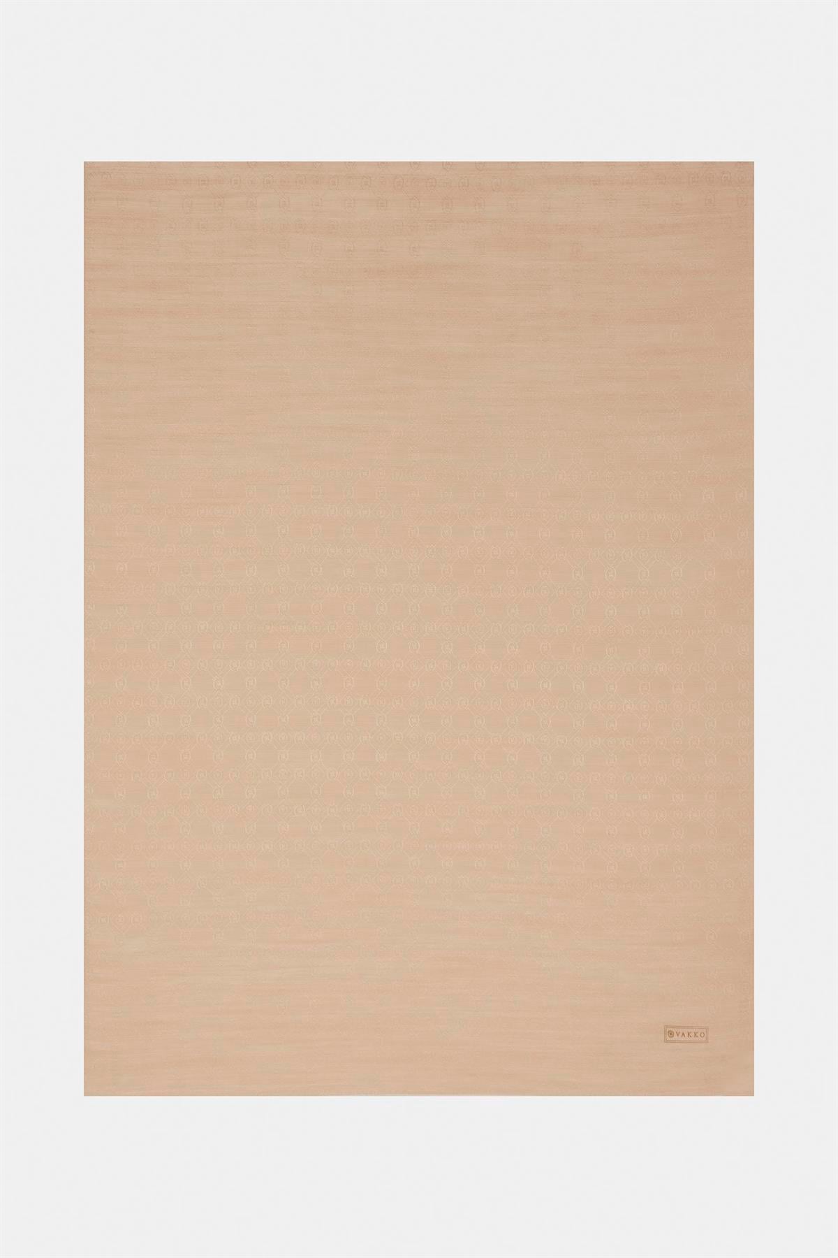 Vakko Pamuk İpek Monogram Şal 300116-Krem