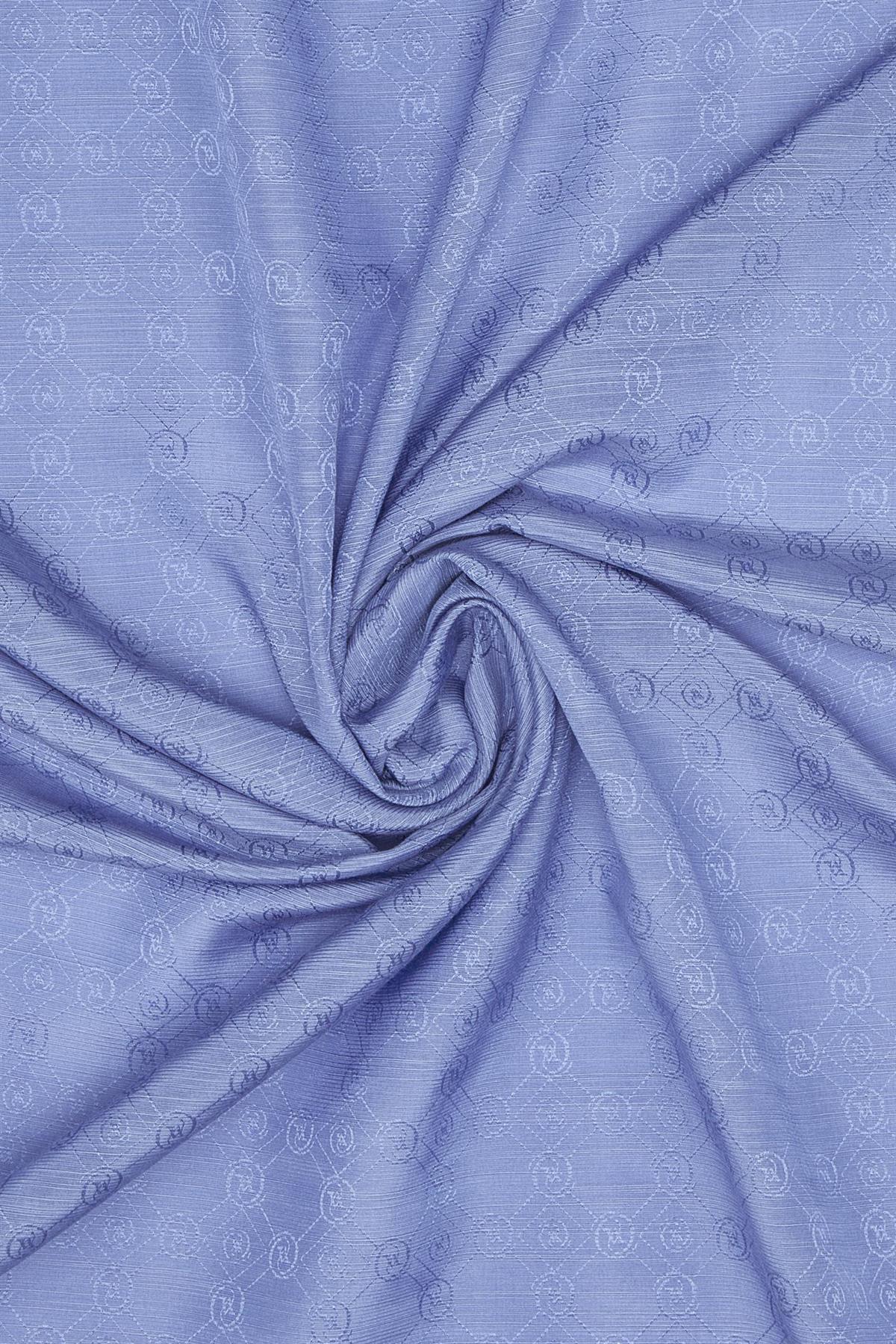 Vakko Pamuk İpek Monogram Şal 300116-Mavi