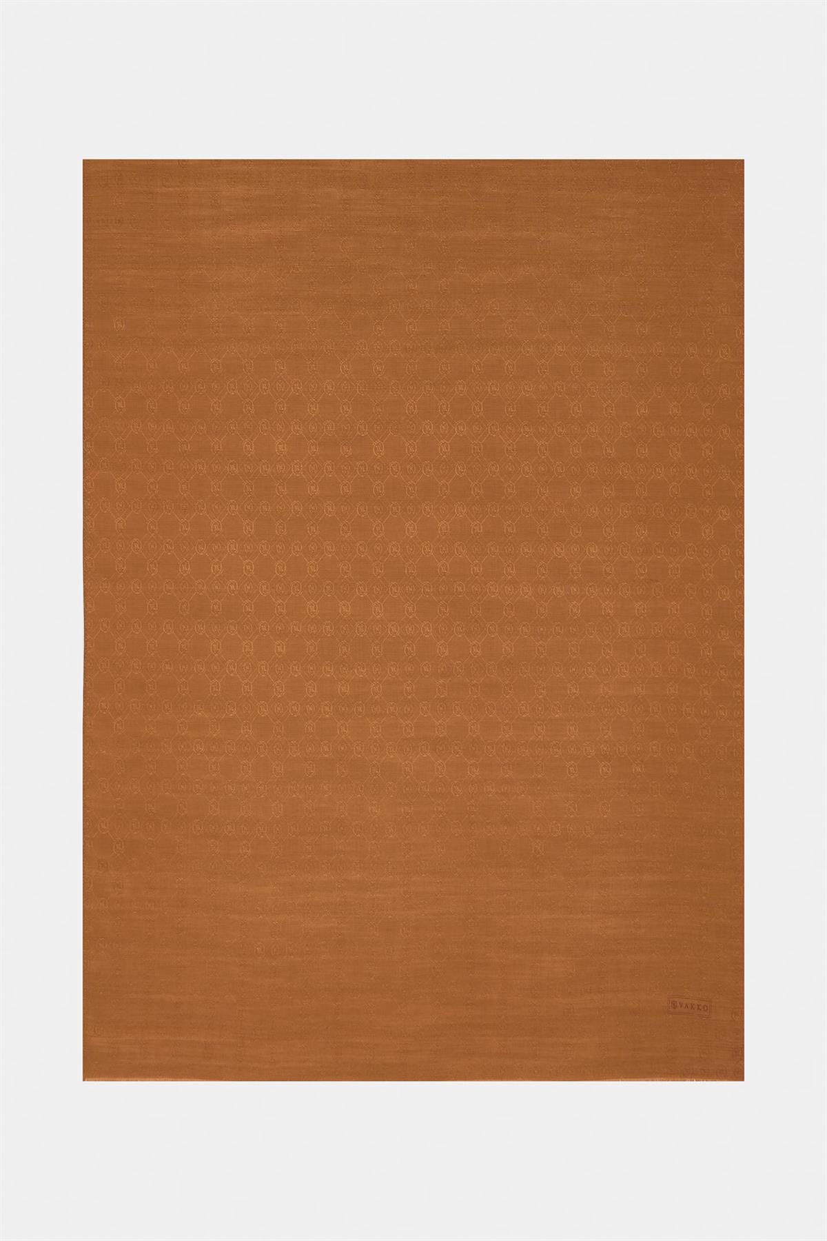 Vakko Pamuk İpek Monogram Şal 300116-Tarçın