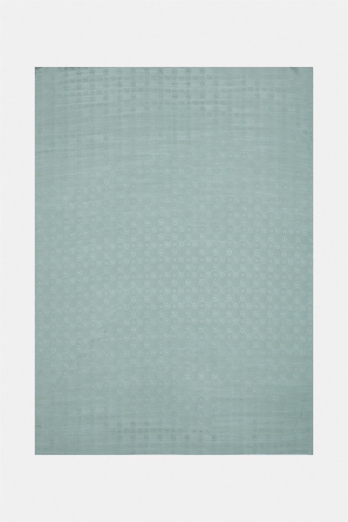Vakko Pamuk İpek Monogram Şal 300116-Turkuaz