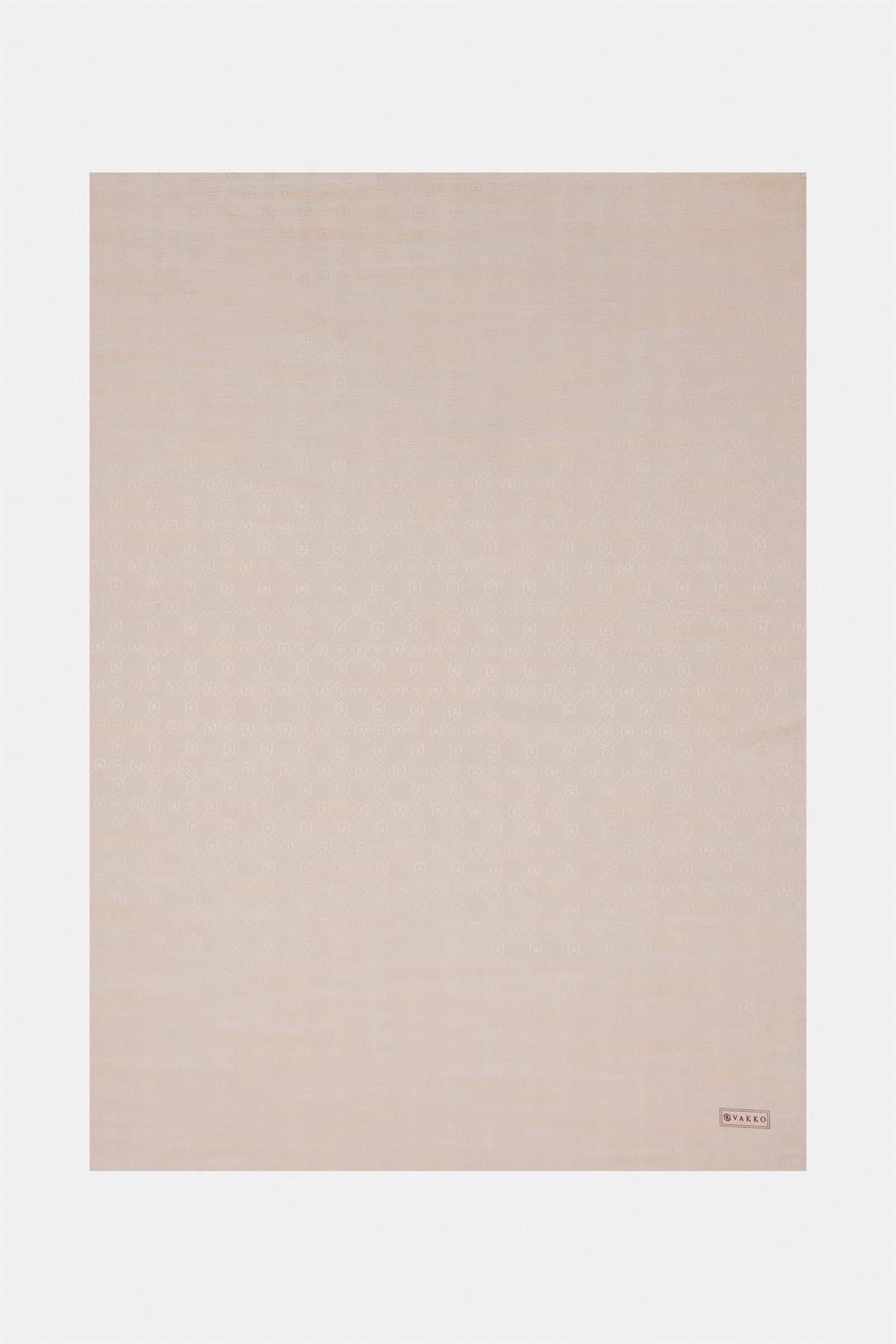 Vakko Pamuk İpek Monogram Şal 300116-Vizon