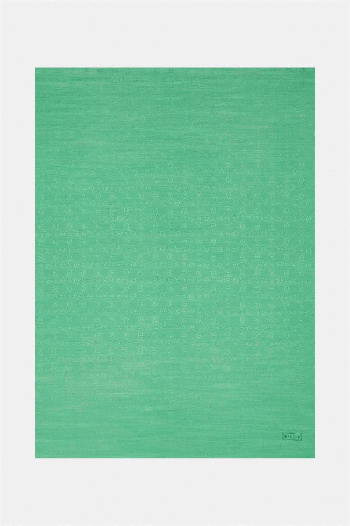 Vakko Pamuk İpek Monogram Şal 300116-Yeşil