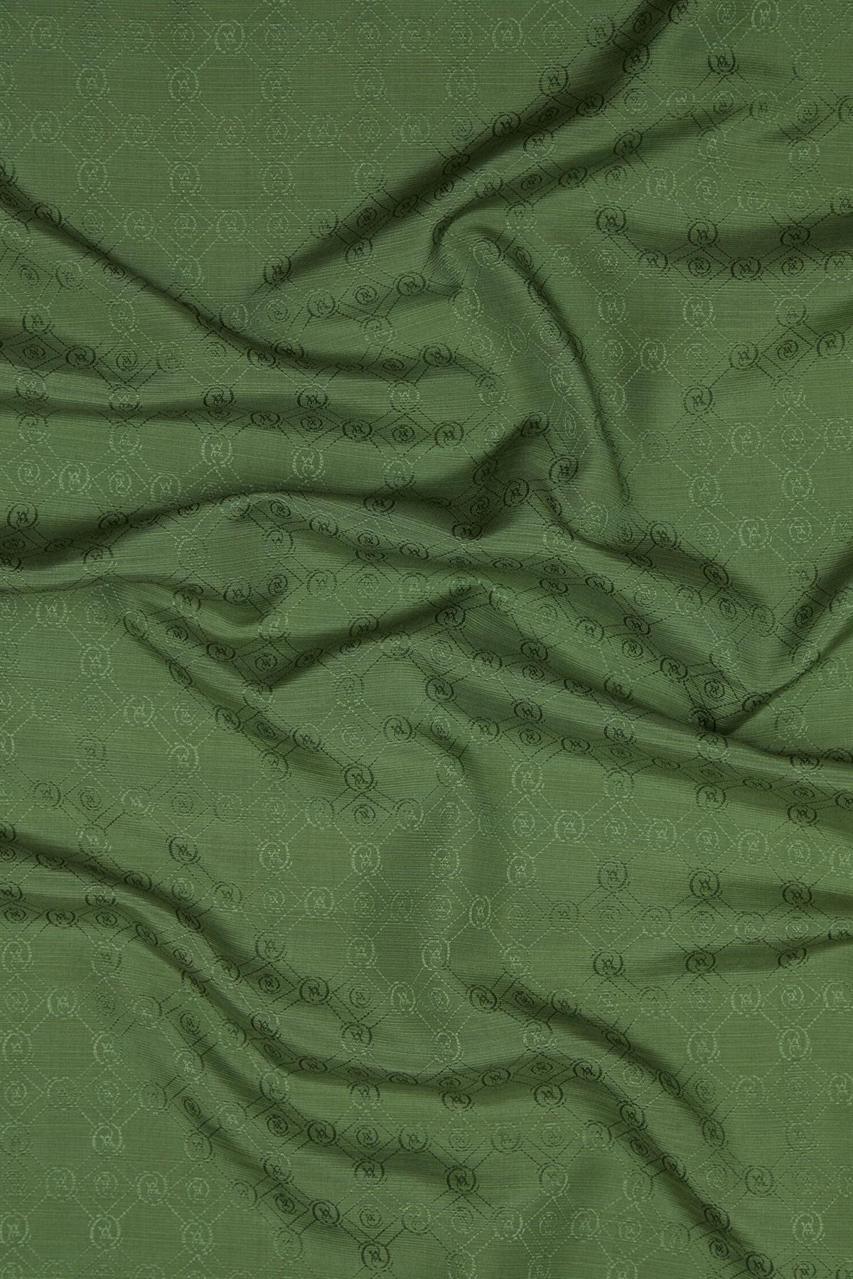 Vakko Pamuk İpek Monogram Şal 40752-Açık Yeşil