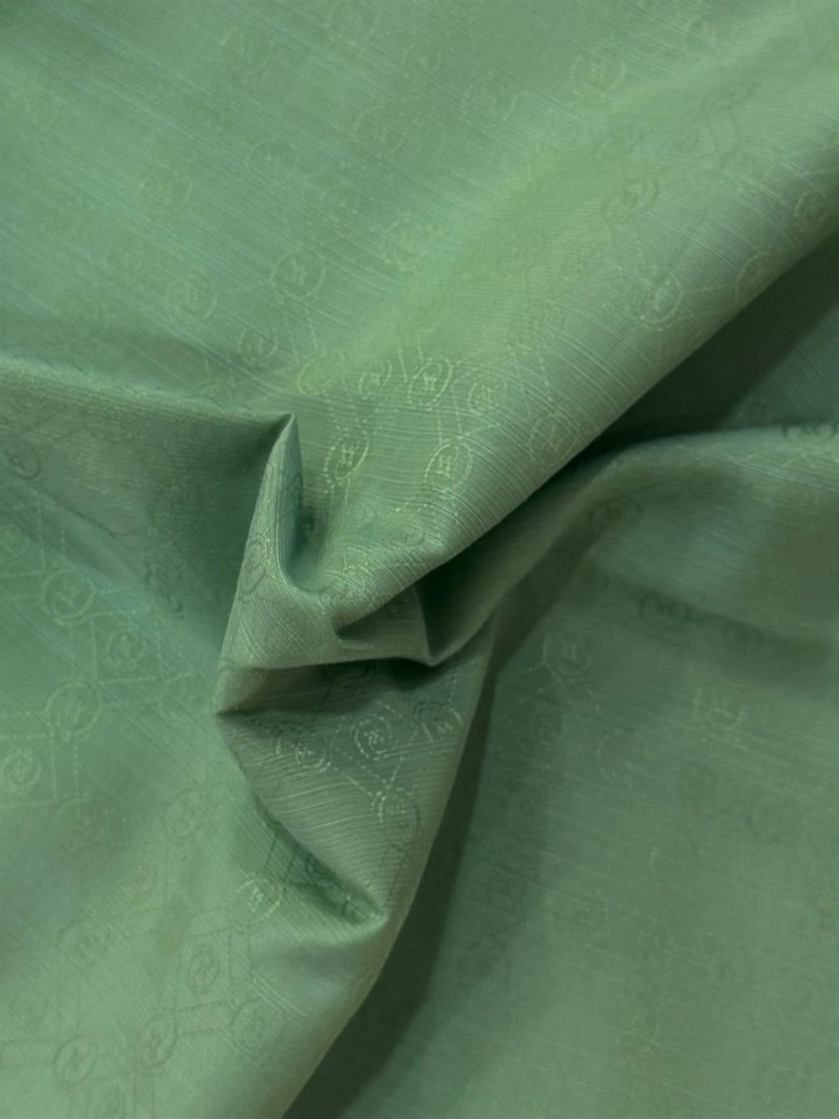 Vakko Pamuk İpek Monogram Şal 40752-Açık Yeşil