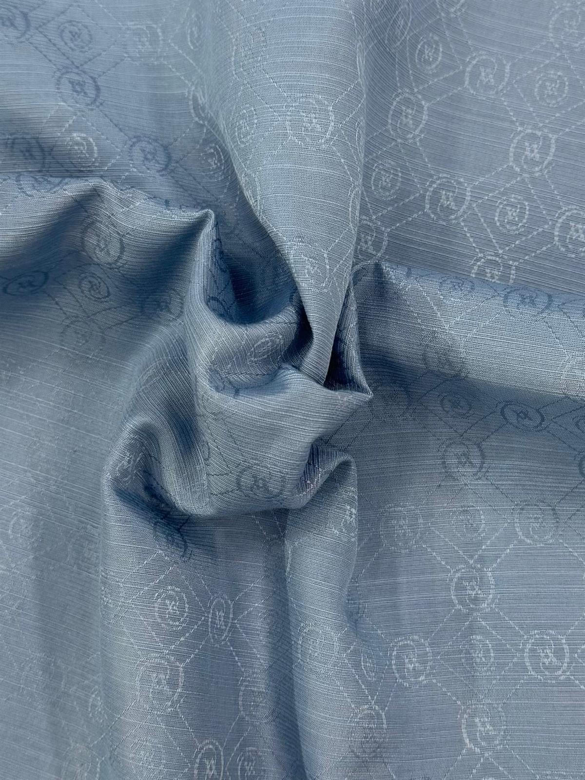 Vakko Pamuk İpek Monogram Şal 40752-Açık Mavi