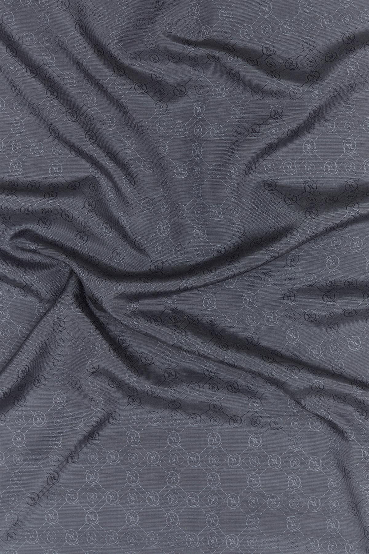 Vakko Pamuk İpek Monogram Şal 40752-Antrasit