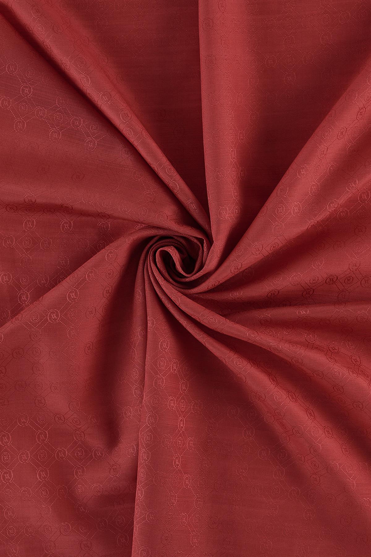 Vakko Pamuk İpek Monogram Şal 40752-Bordo