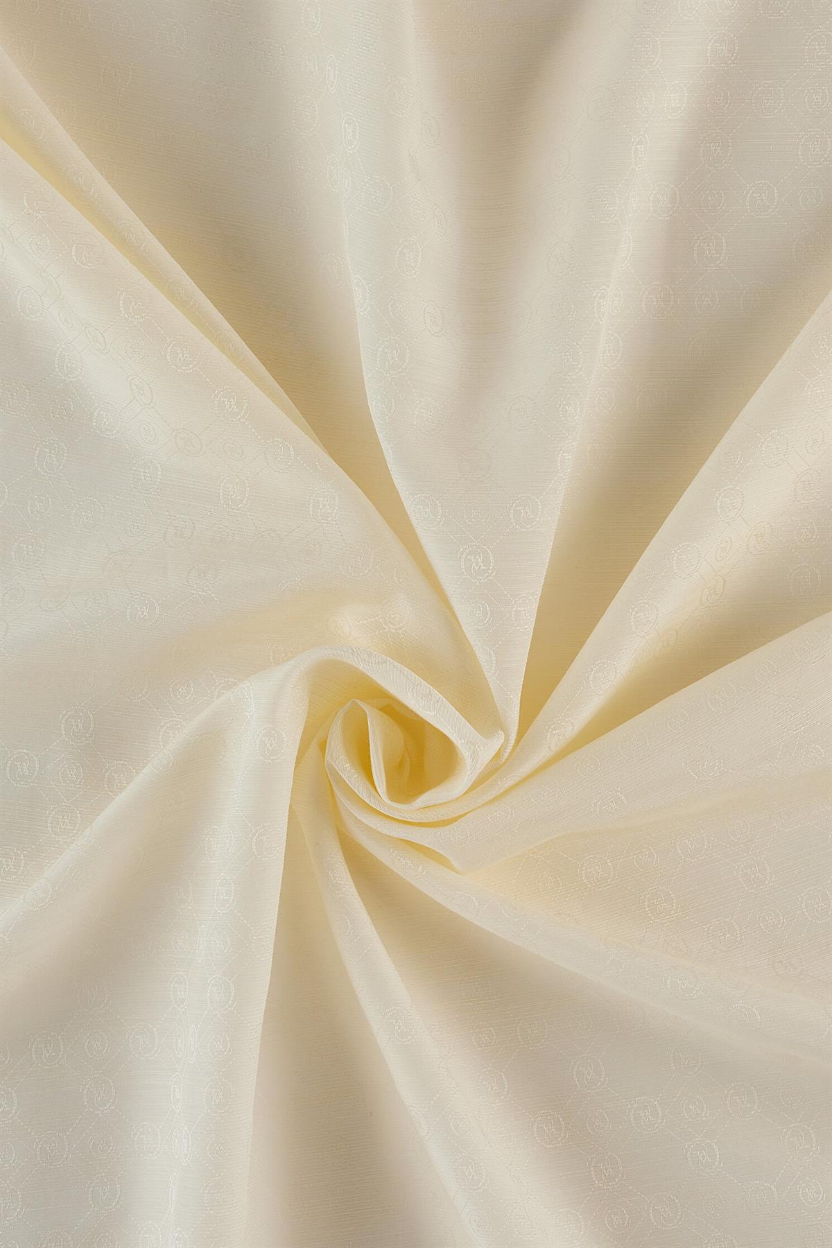 Vakko Pamuk İpek Monogram Şal 40752-Ekru