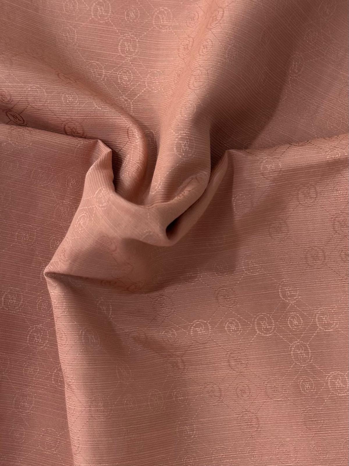 Vakko Pamuk İpek Monogram Şal 40752-Gül Kurusu