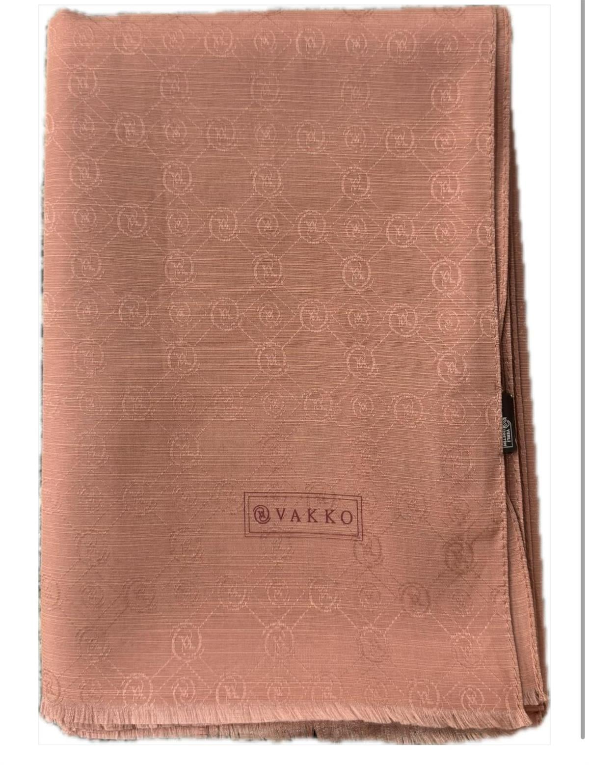 Vakko Pamuk İpek Monogram Şal 40752-Gül Kurusu