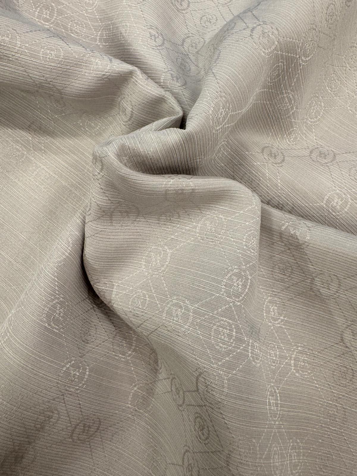 Vakko Pamuk İpek Monogram Şal 40752-Gümüş