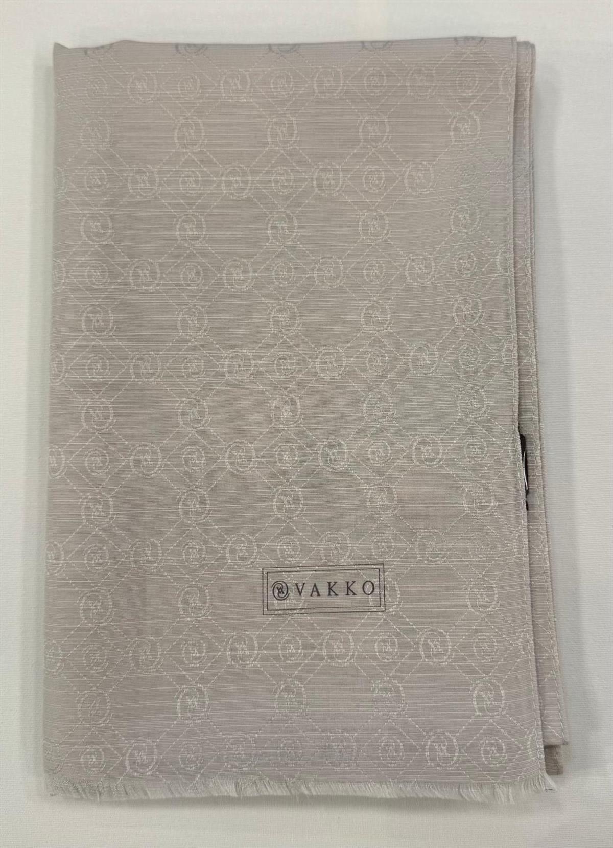 Vakko Pamuk İpek Monogram Şal 40752-Gümüş