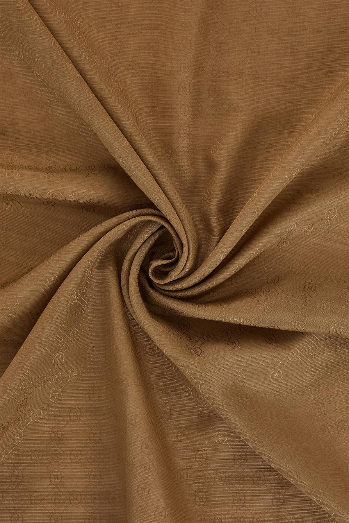 Vakko Pamuk İpek Monogram Şal 40752-Kahve