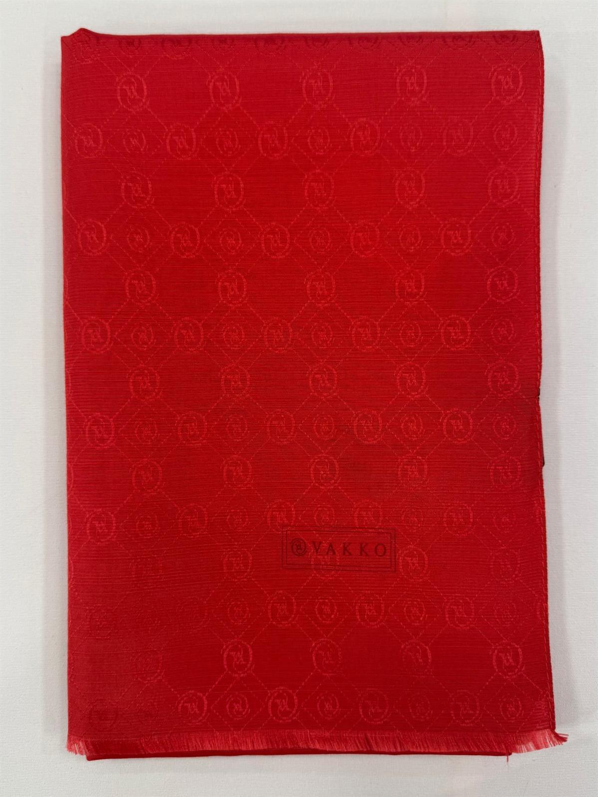 Vakko Pamuk İpek Monogram Şal 40752-Kırmızı