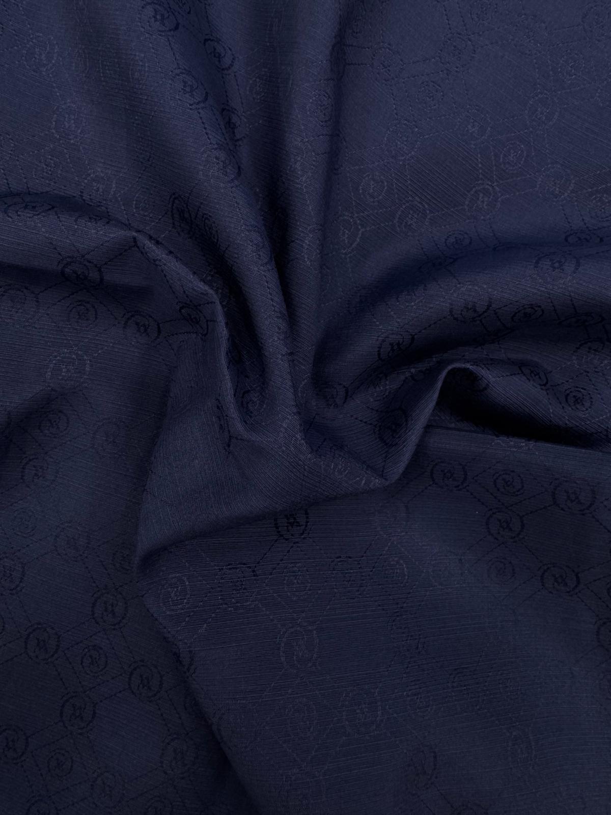 Vakko Pamuk İpek Monogram Şal 40752-Koyu Lacivert