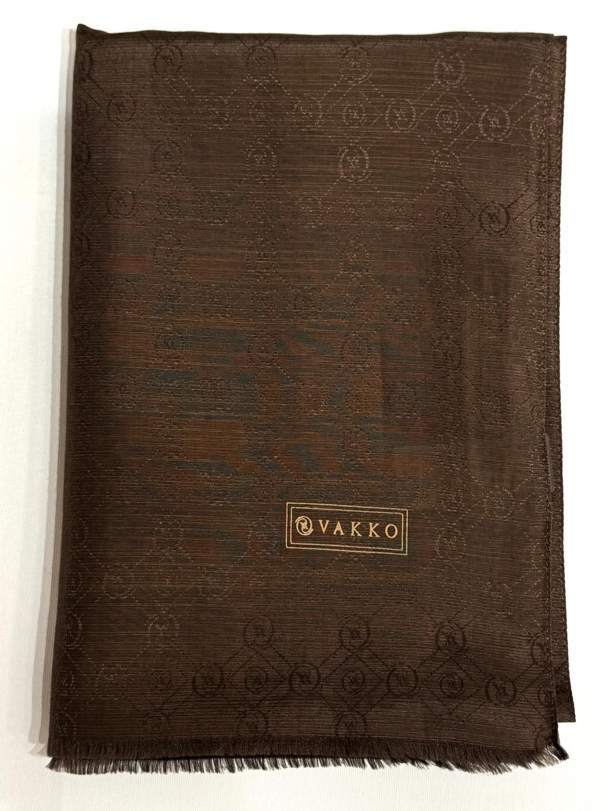 Vakko Pamuk İpek Monogram Şal 40752-Koyu Kahve